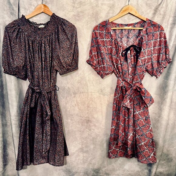 Roller Rabbit Lot of 2 Mini Waist Tie Mini Festival Dresses - Size Medium - Picture 1 of 5